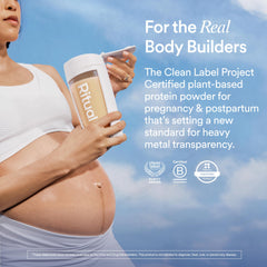 Ritual Prenatal vanilla shake in glass with smooth texture.