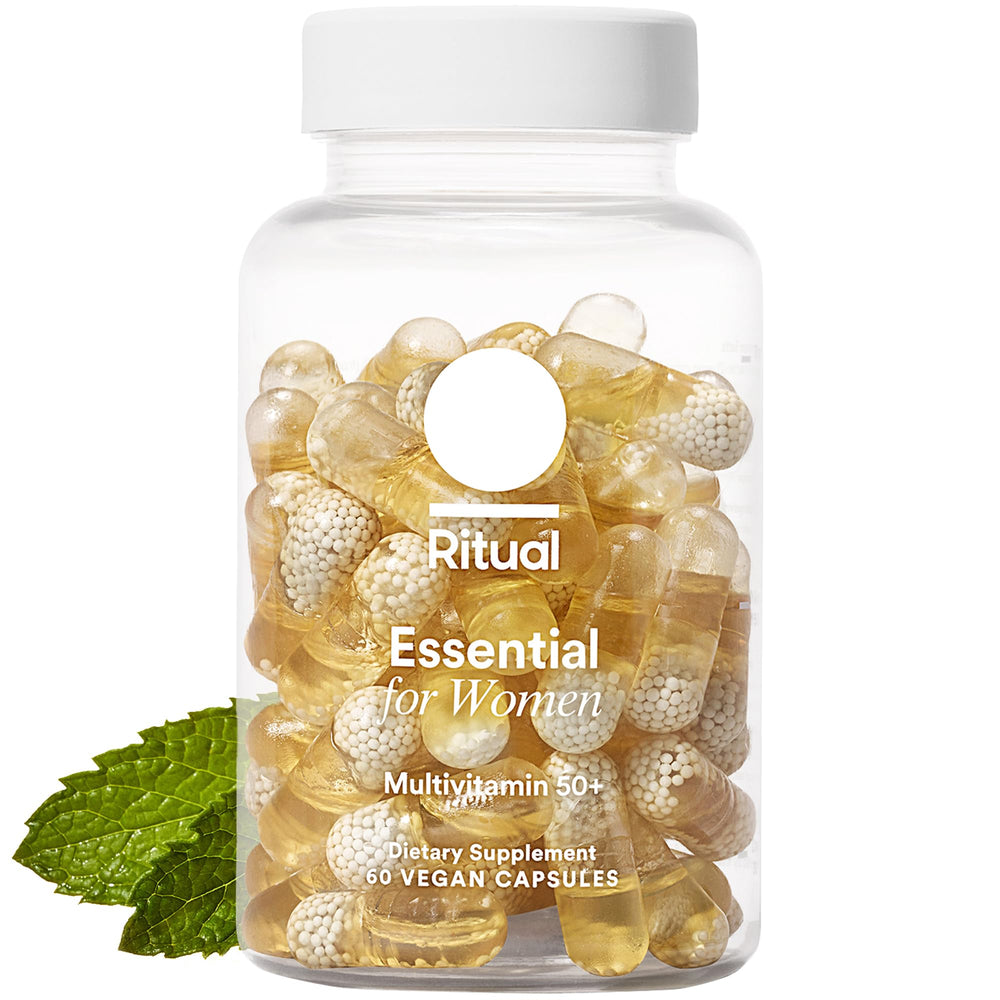 Ritual Women 50+ multivitamin bottle front for daily wellness support.
