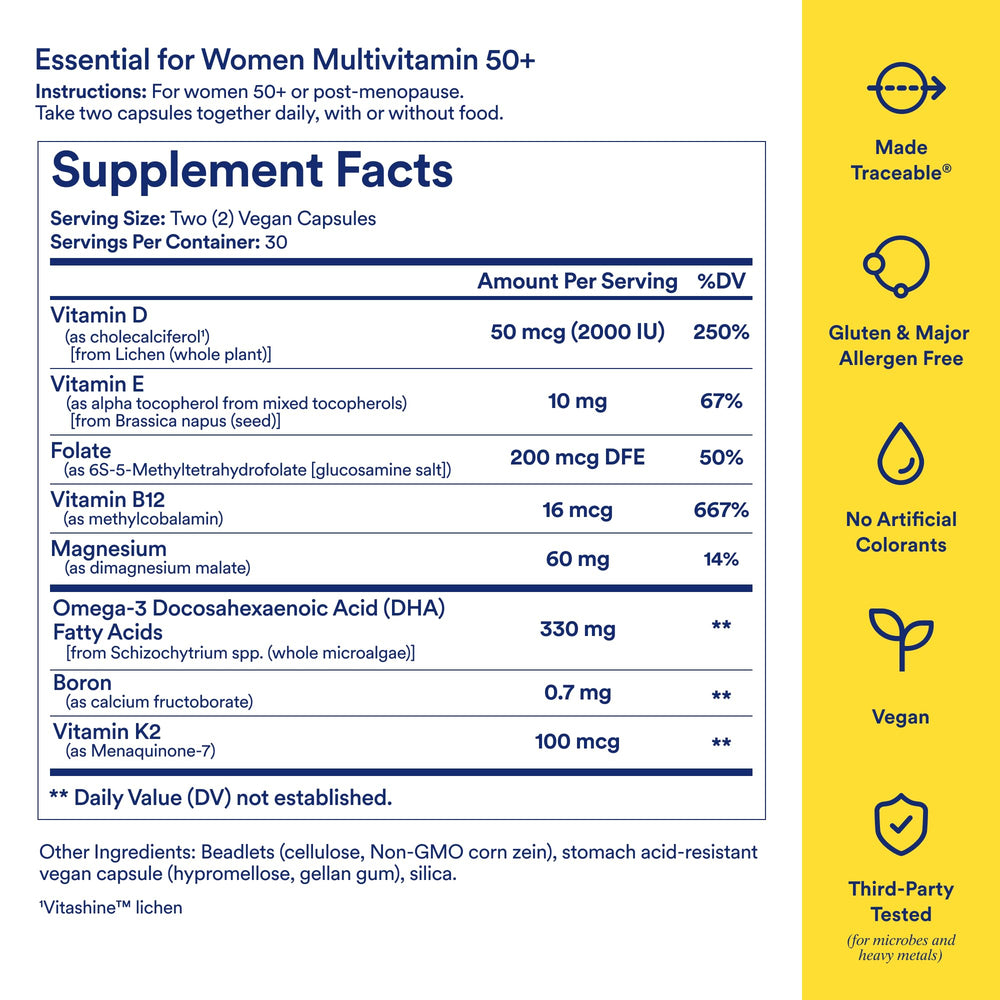 Ritual Women 50+ bottle pour illustrates single-serving delivery.