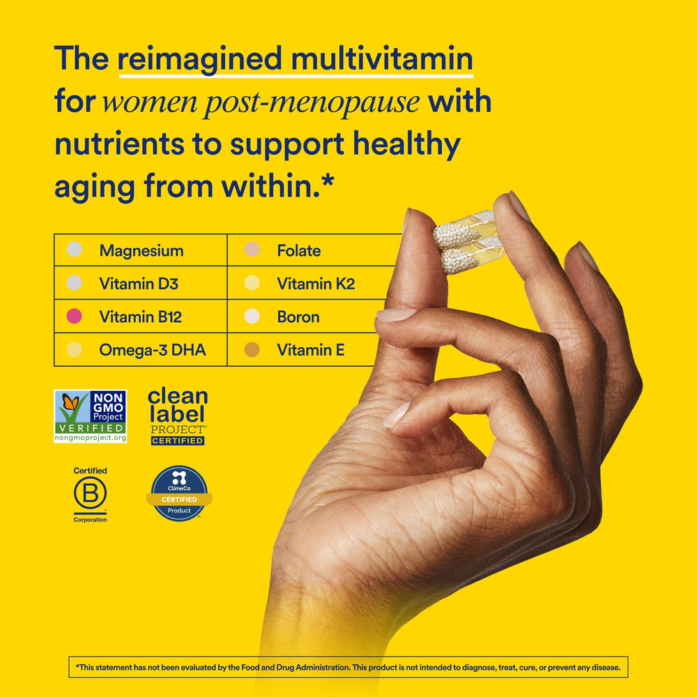 Ritual Women 50+ capsules in bottle showing convenient vegan nutrition.
