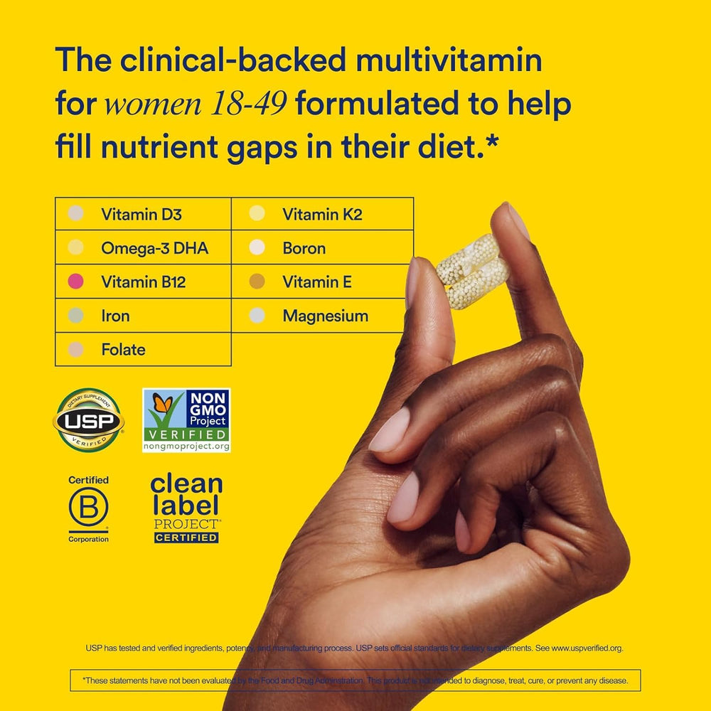 Ritual Women Multivitamin capsules closeup highlighting micronutrients for energy