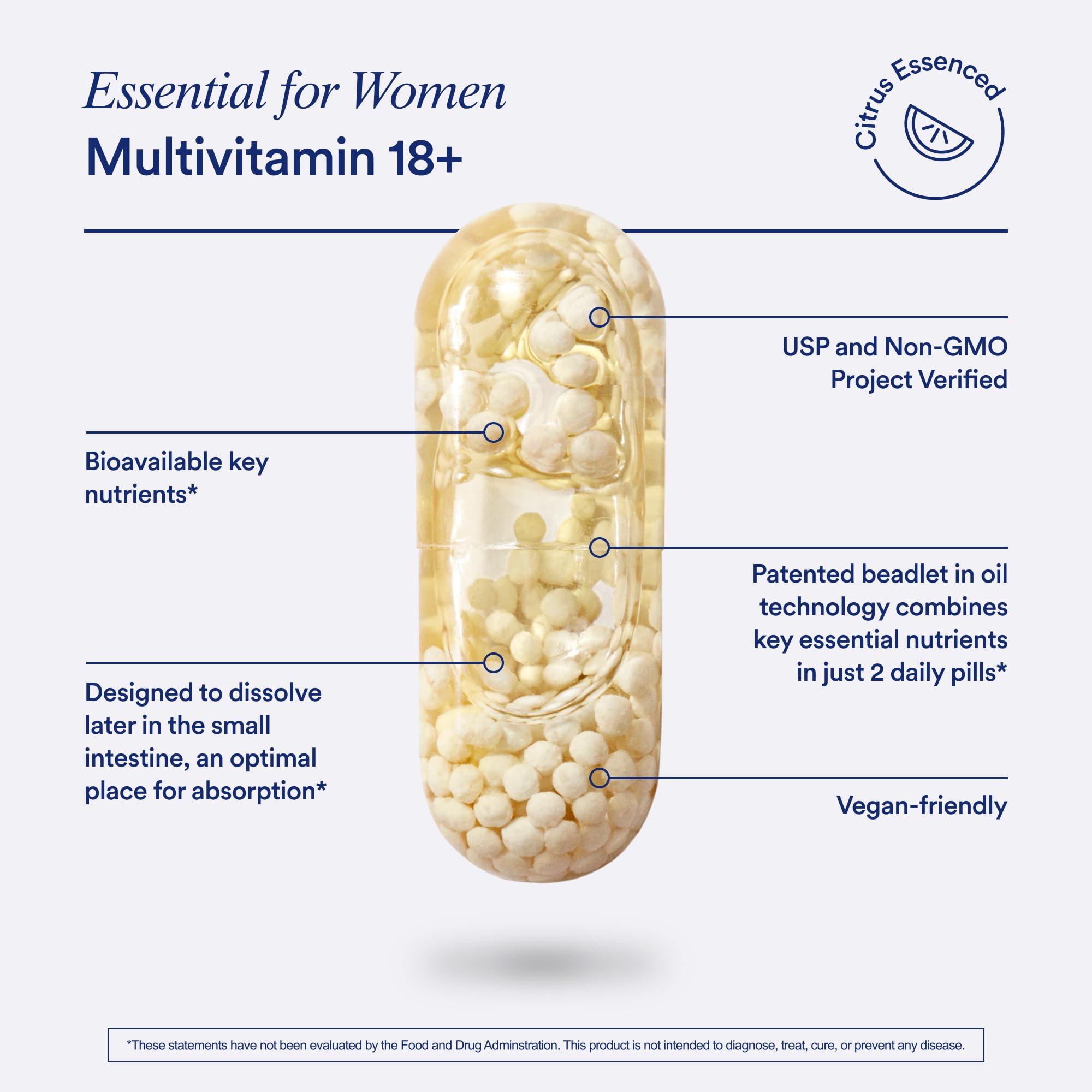 Ritual Women Multivitamin ingredients panel highlights omega-3 DHA and iron