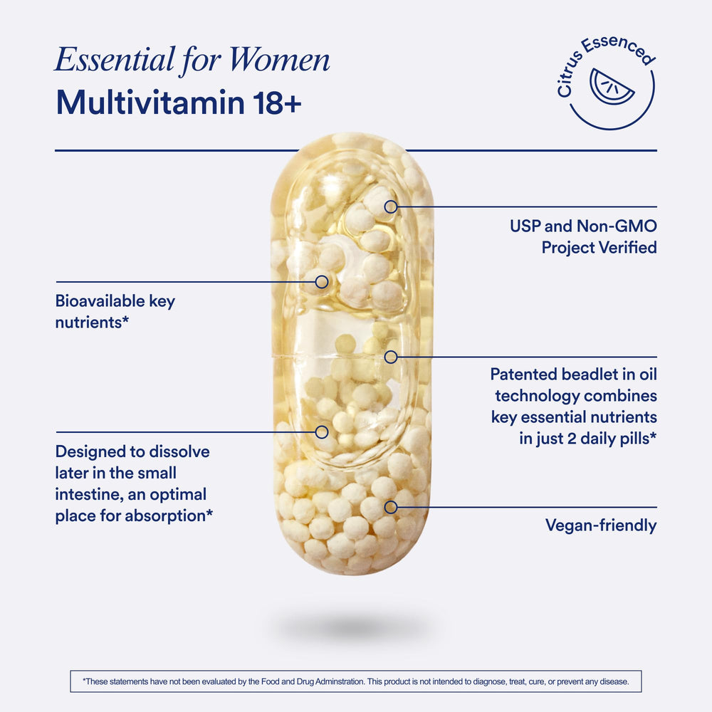 Ritual Women Multivitamin ingredients panel highlights omega-3 DHA and iron