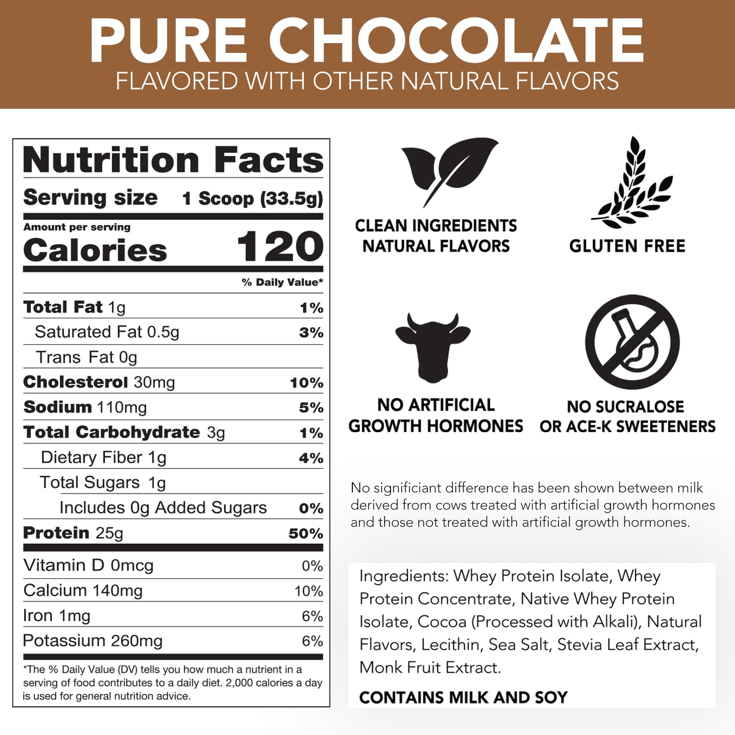 Rival Whey chocolate ingredient label highlights natural ingredients