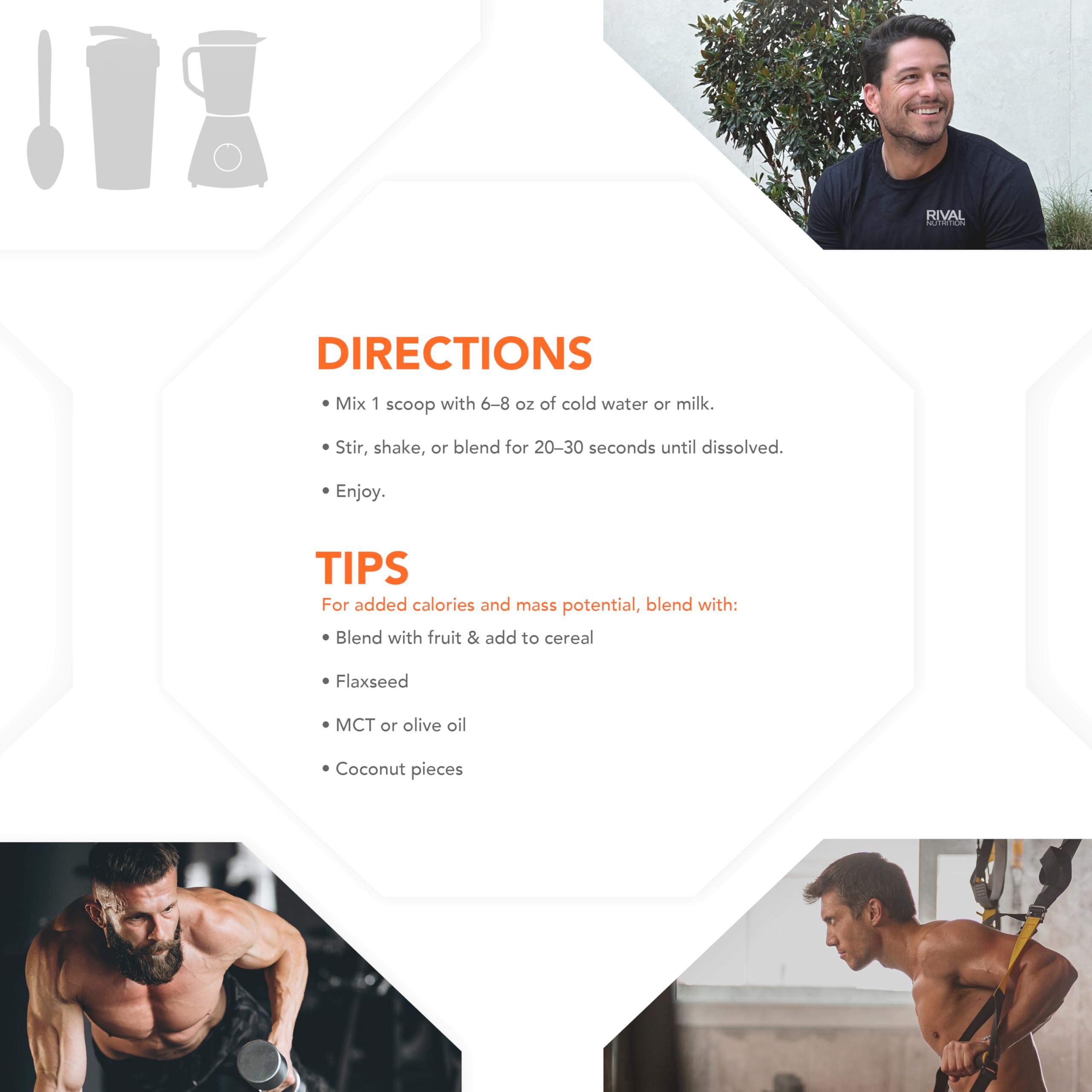 Rival Whey chocolate post-workout image suggests recovery-friendly protein option