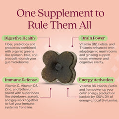 Rizz Green Gummies vegan and gluten-free label indicating allergen-conscious vitamins.
