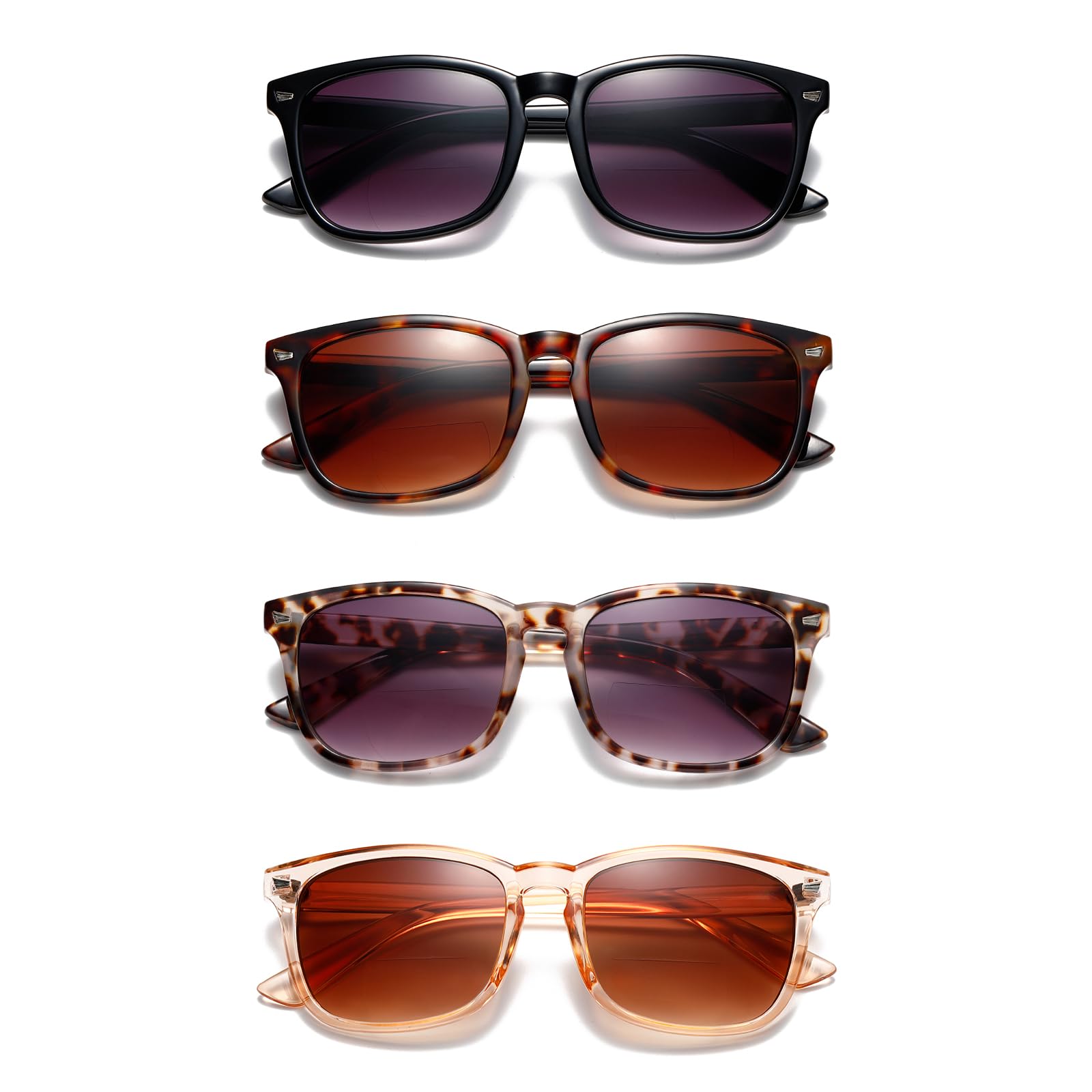 RLOZRN bifocal sunglasses four-pair pack ideal for travel and daily rotation.