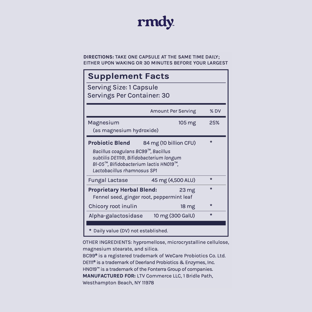 Rmdy shelf-stable probiotic packaging on a kitchen shelf