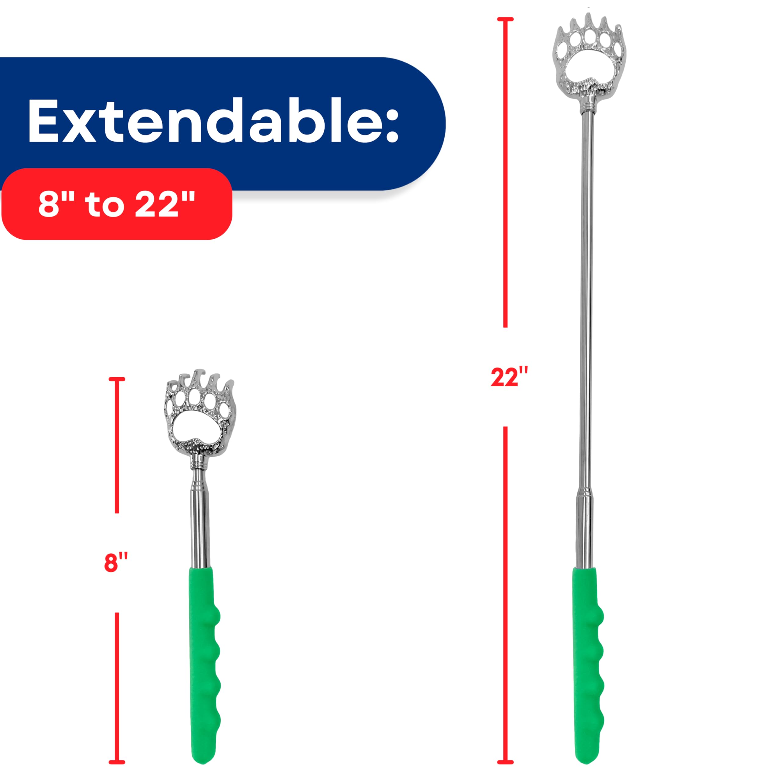 RMS bear claw back scratcher blue extends reach for hard-to-reach spots