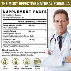 Rosmolo 1500 mg PEA bottle back view with supplement details.