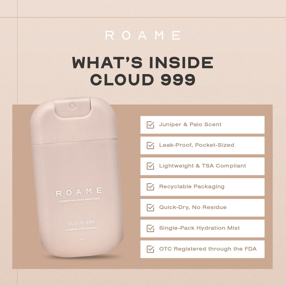 Juniper and Palo Santo aroma note in Roame Cloud 999 sanitizer