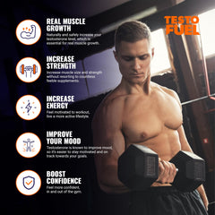 ROAR AMBITION TestoFuel label packaging highlighting normal testosterone maintenance