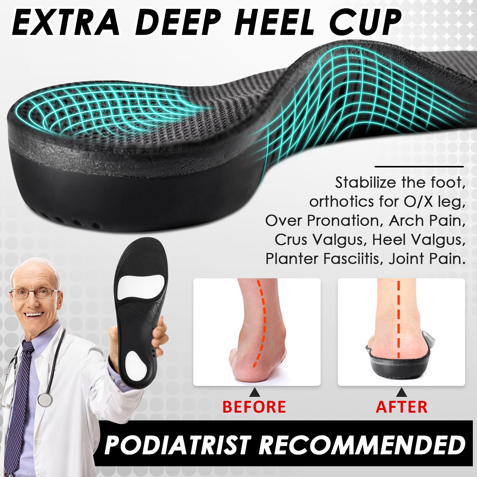 Rock Takin insoles with deep heel cup stabilizing feet during activities