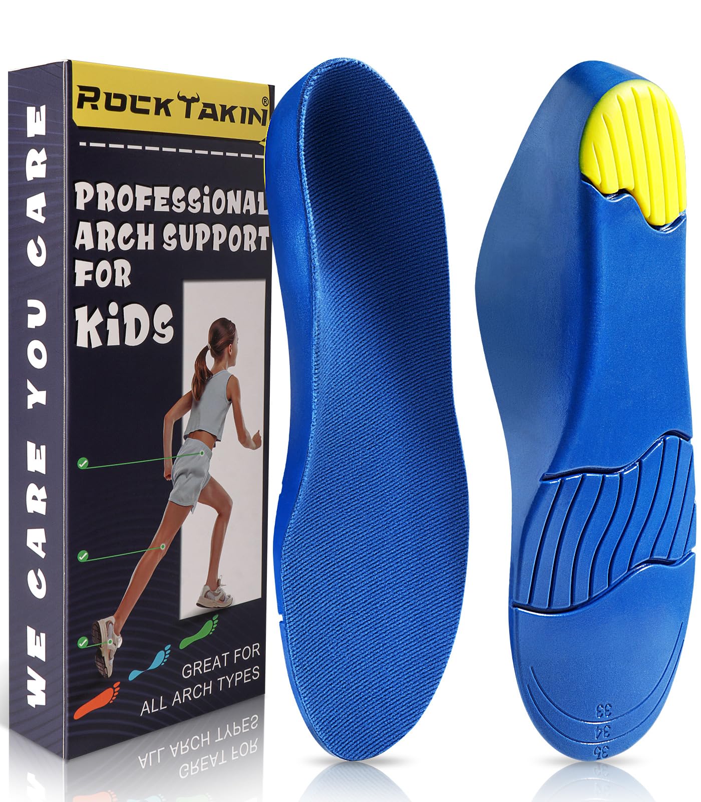 ROCK TAKIN kids arch-support insoles provide full-arch stability for growing feet