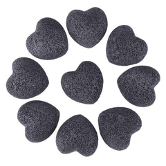 Rockcloud black lava heart stones, a 10-piece set, ideal for on-the-go mindfulness.