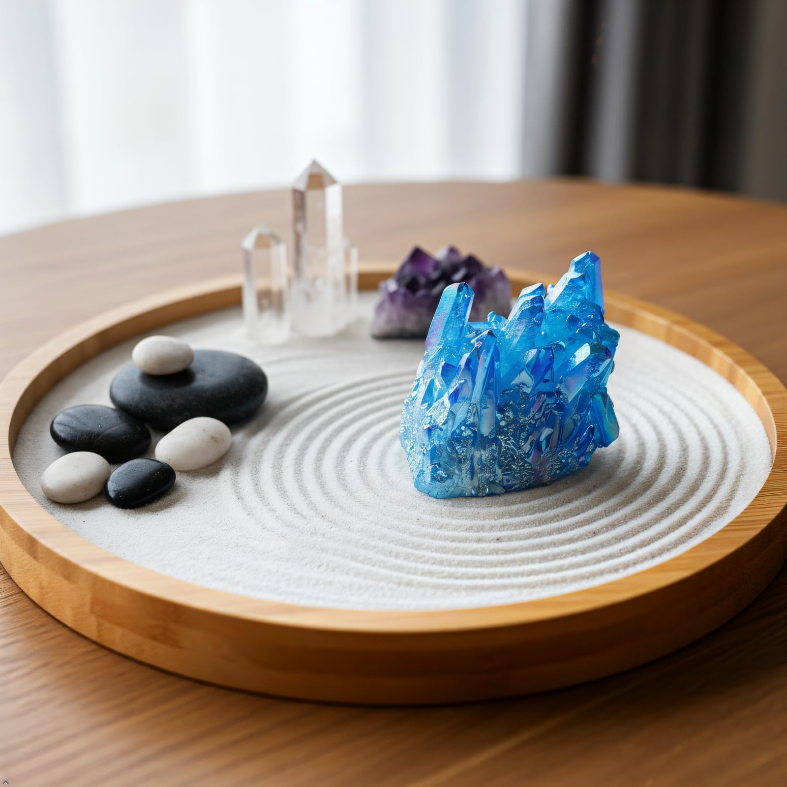 Rockcloud blue quartz geode with titanium coating, a shimmering decor centerpiece.