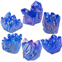 Rockcloud titanium-coated blue quartz geode on display for study spaces.