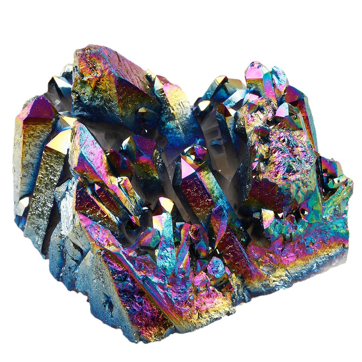 Rockcloud titanium coated quartz treasure enhances meditation space