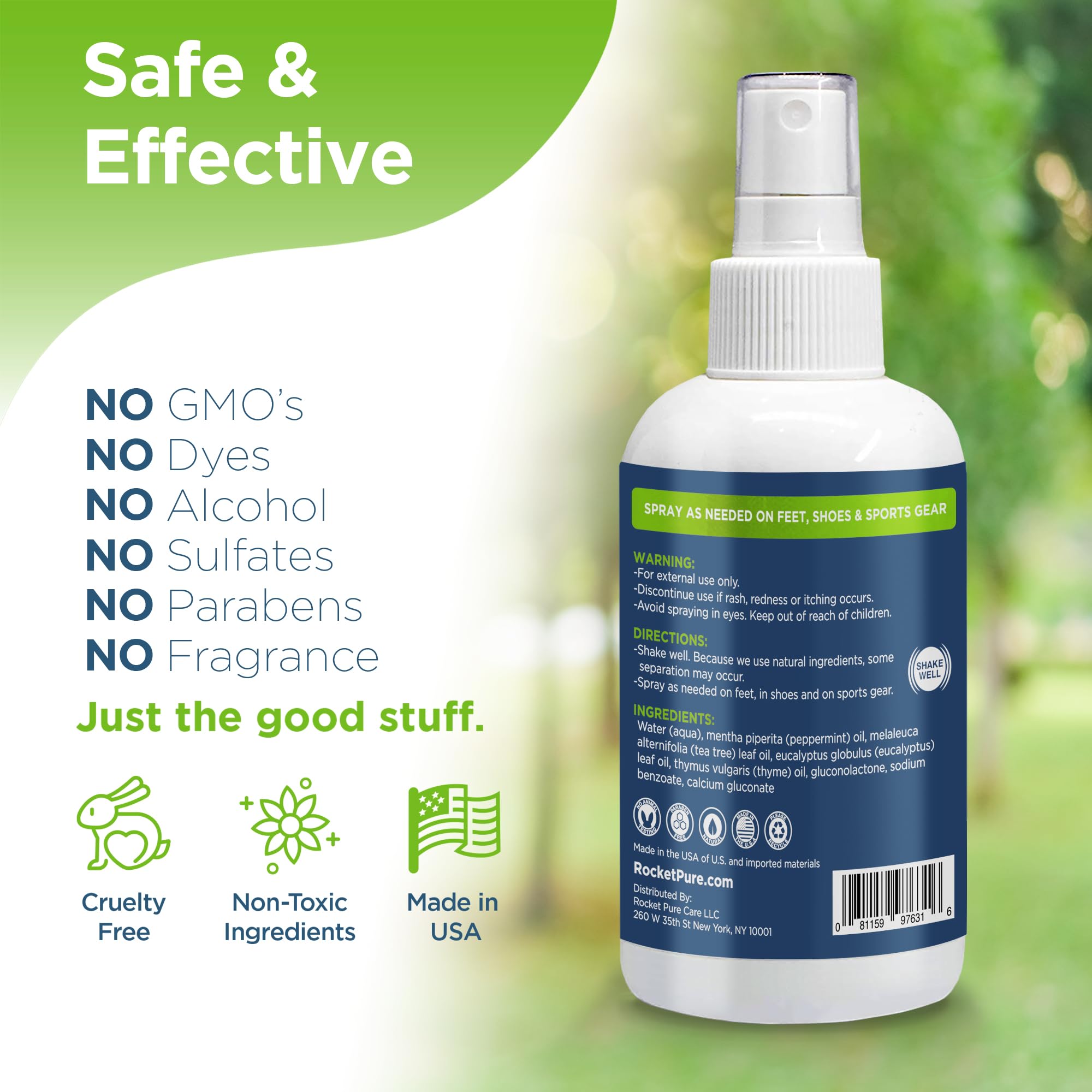 Rocket Pure spray used on sports equipment for odor control.