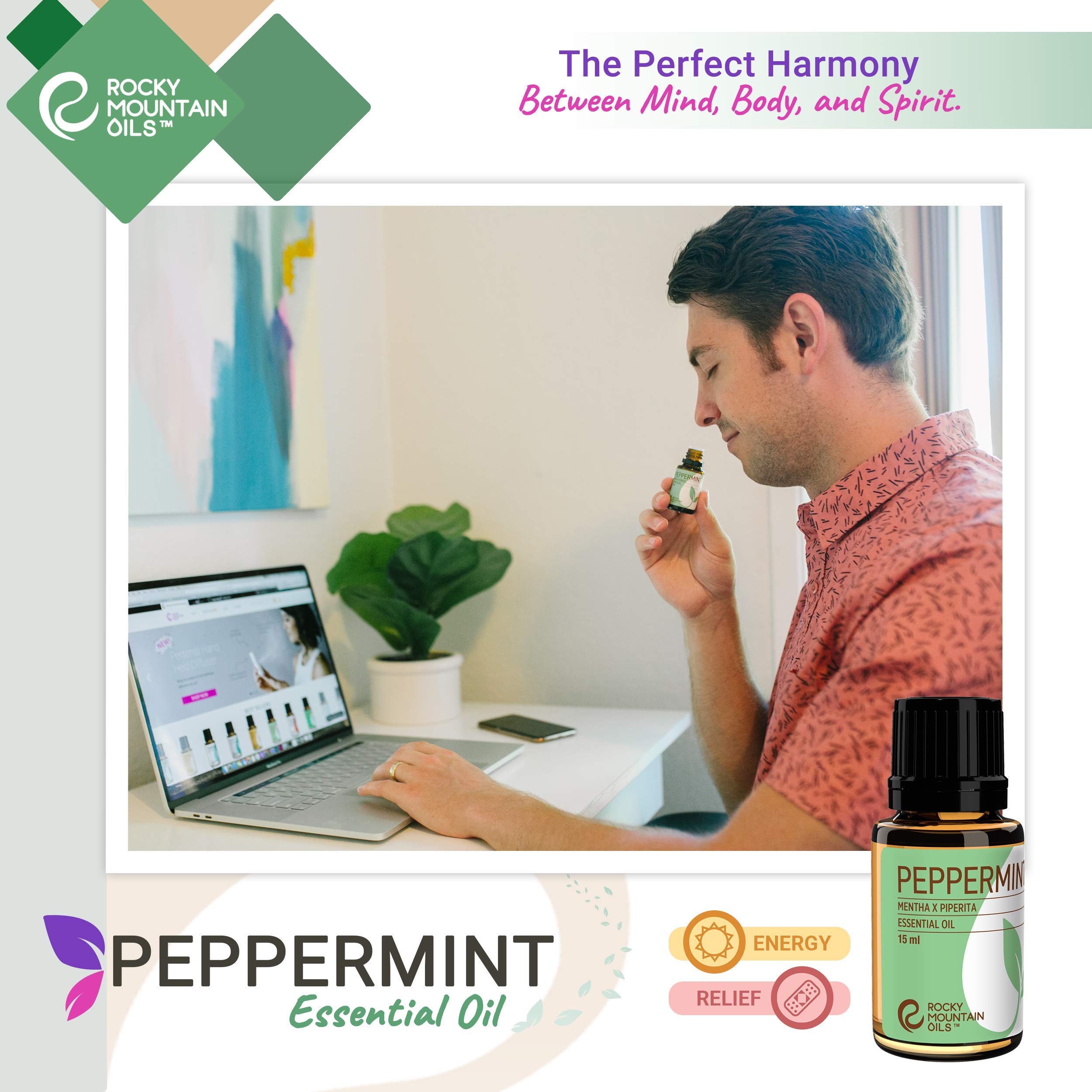 Rocky Mountain Oils Peppermint pure essence for versatile DIY and aromatherapy routines.