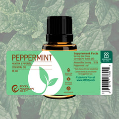 Rocky Mountain Oils Peppermint topical oil application ready for massage blends and skin care.