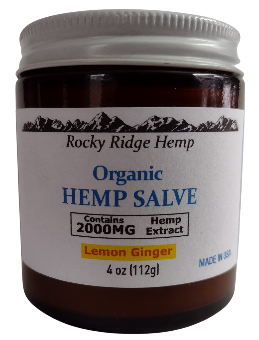 Rocky Ridge Hemp salve front jar on display highlights all-natural formula for daily skin care.