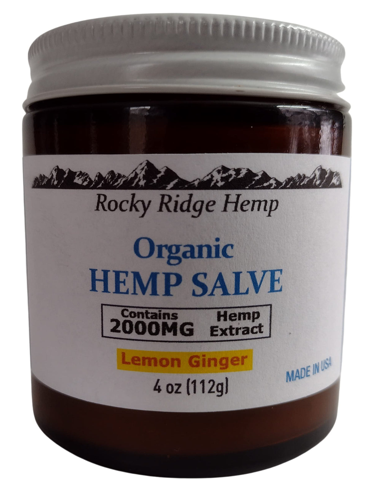 Rocky Ridge Hemp salve front jar on display highlights all-natural formula for daily skin care.