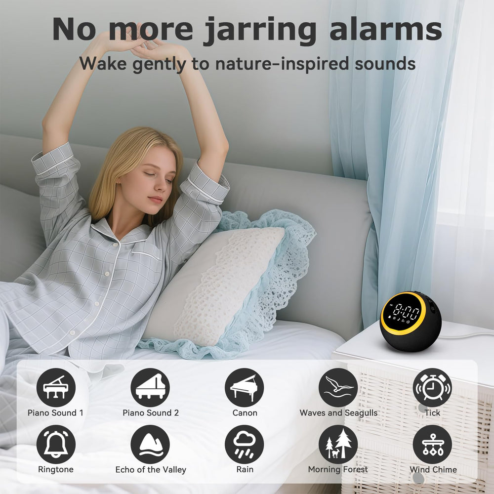 Rohent alarm clock soft wake tones illustration for gentle mornings