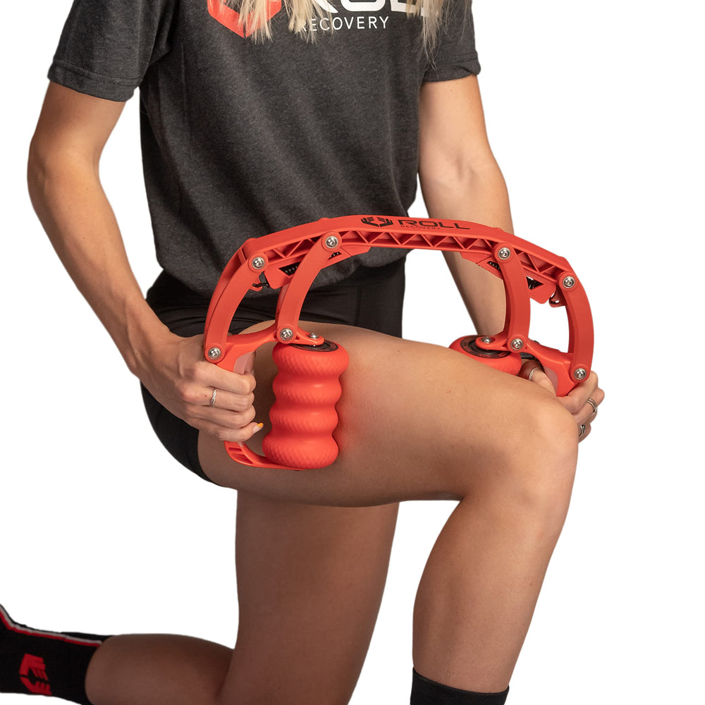 ROLL Recovery R8 Lava Red elbow-like design targets fascia for deep release