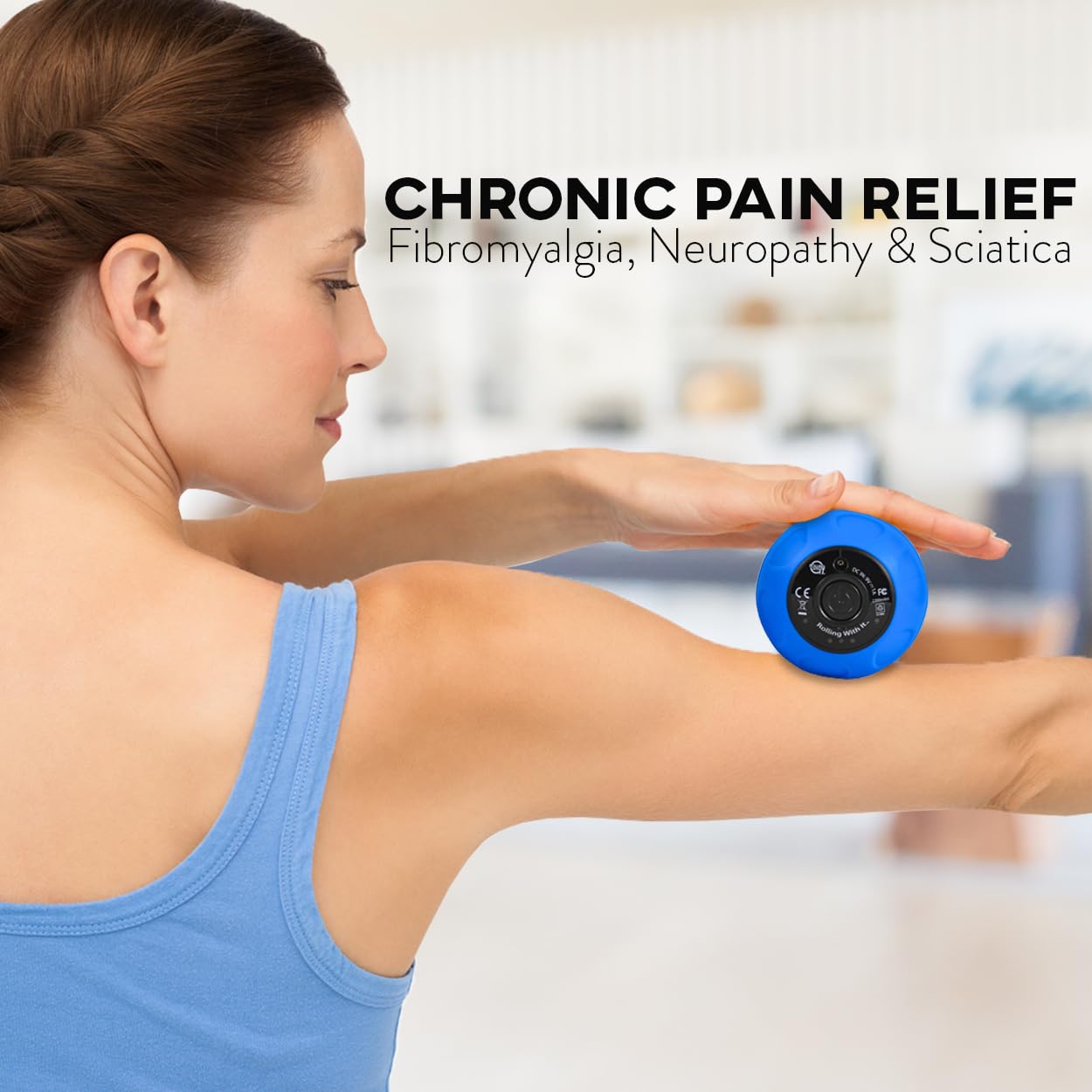 Rolling With It vibrating peanut ball in use on back and shoulder relaxation.