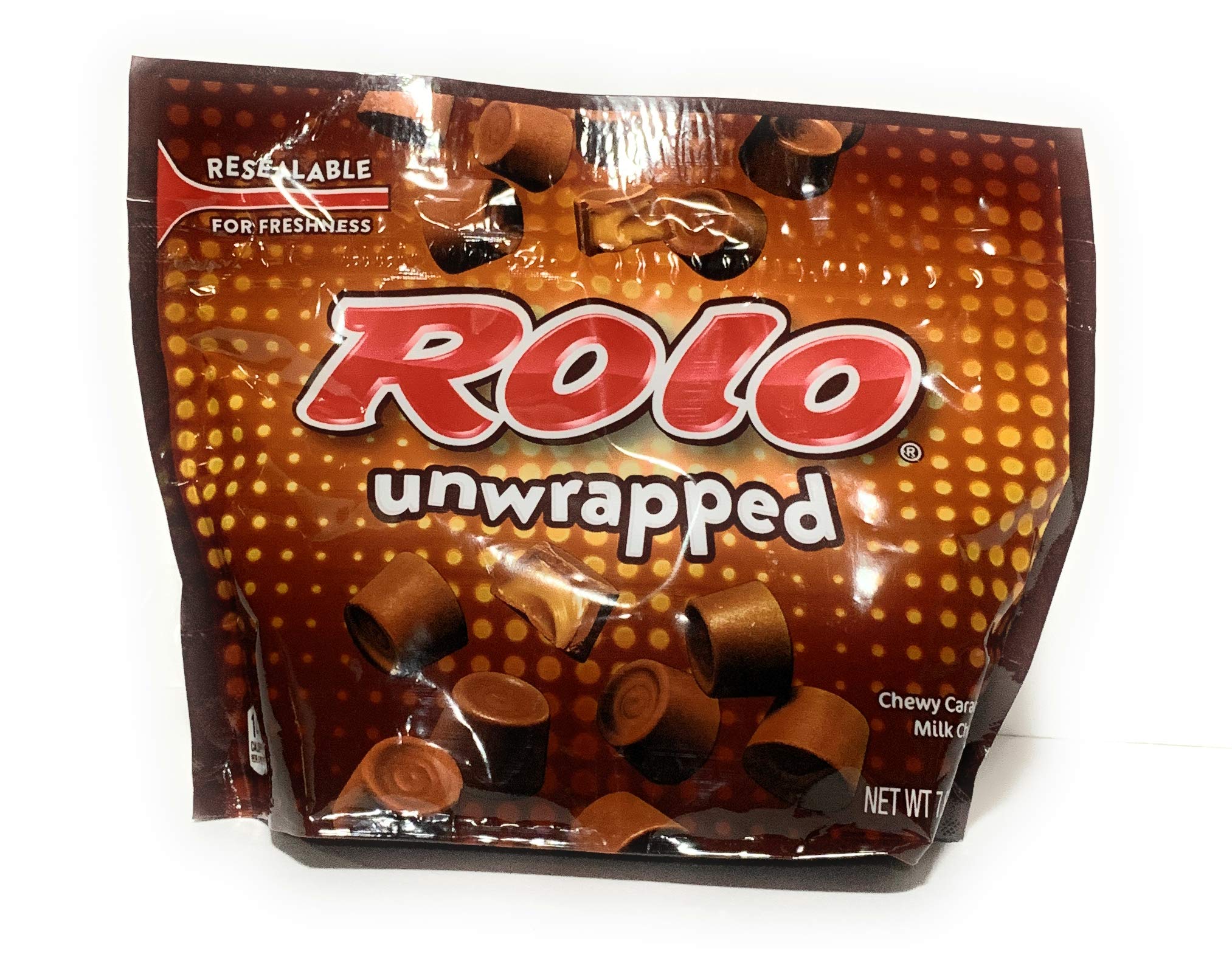 Rolo Unwrapped two-pack with creamy caramel centers, ideal for sharing.