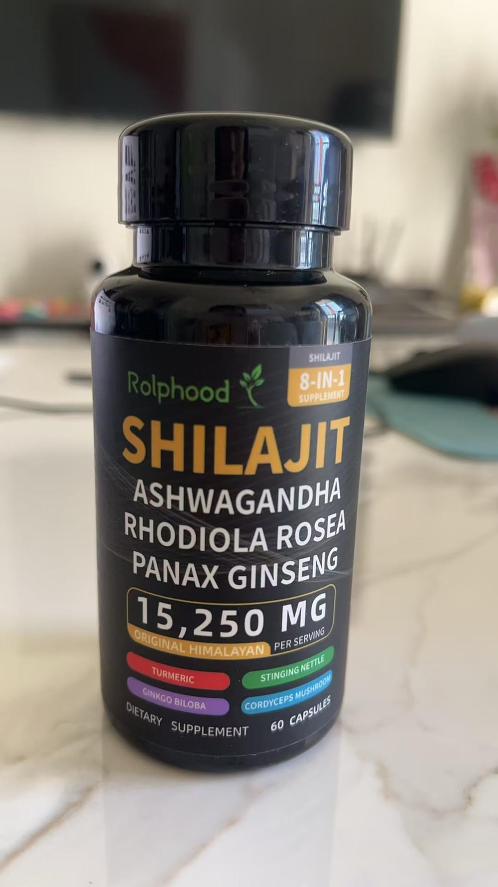 Rolphood Shilajit 60-capsule bottle ready for daily use