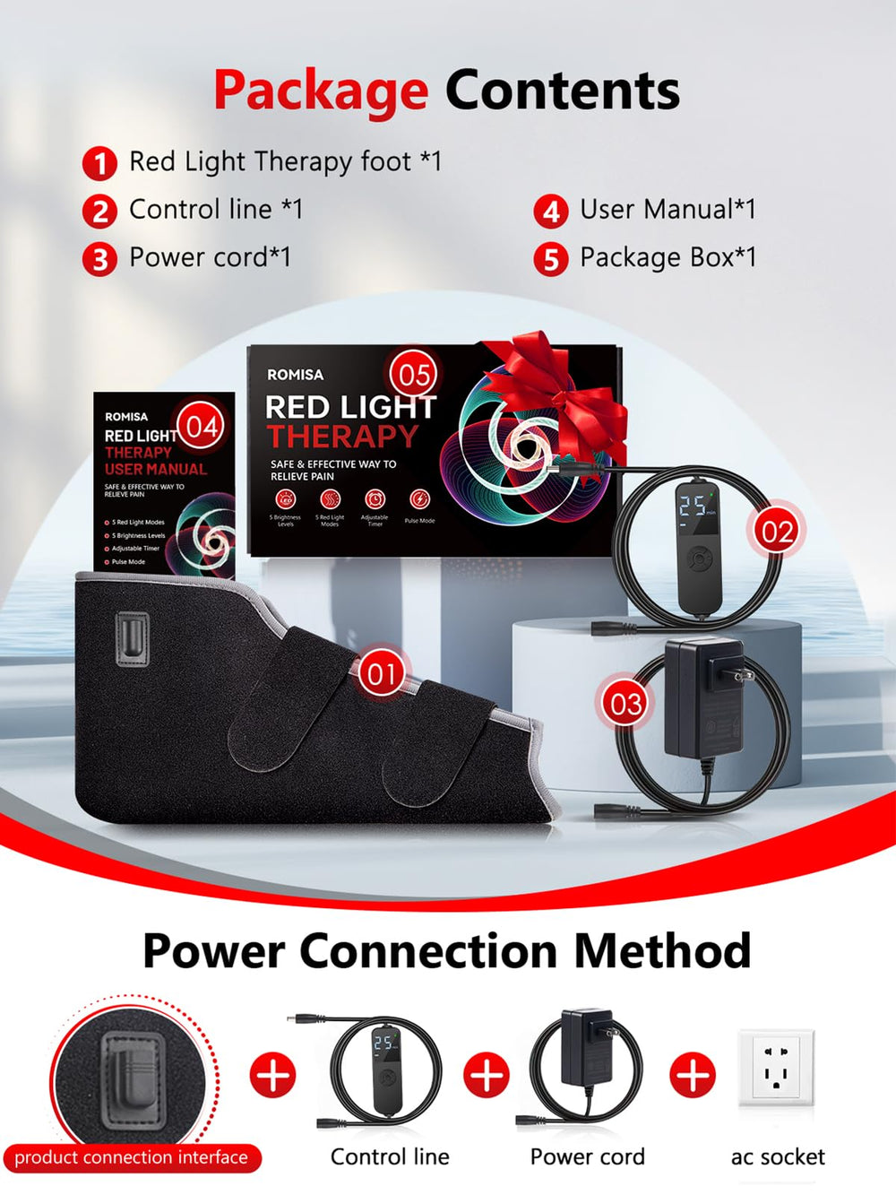 ROMISA foot wrap secure Velcro strap fits most feet.