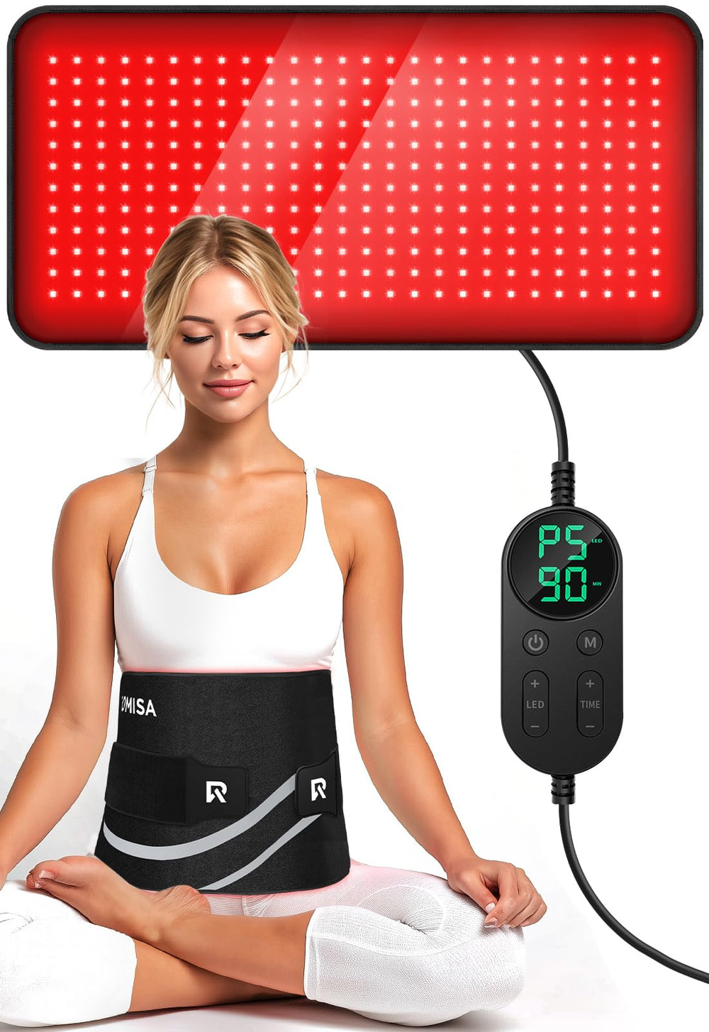 ROMISA Therapy Pad back view demonstrates broad coverage for back relief.