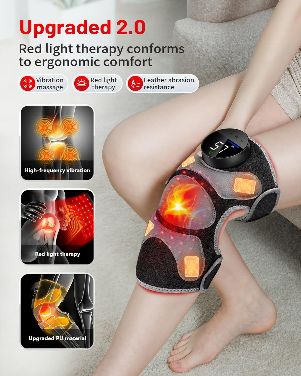 ROMISA PRO red light brace offers 3 vibration modes for customizable massage