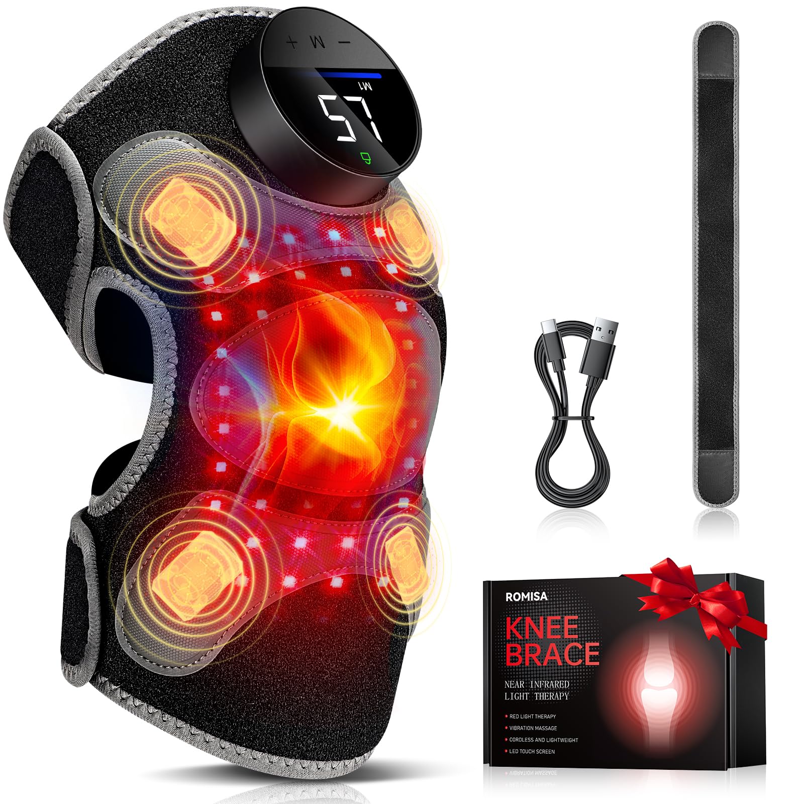 ROMISA Upgraded PRO knee brace with 4-zone massage for targeted relief