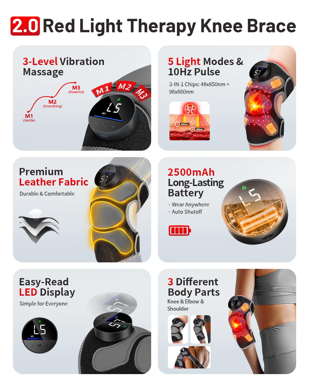 ROMISA PRO red light knee brace control panel for easy one-tap operation