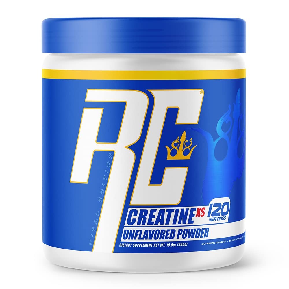 Ronnie Coleman Creatine-XS bottle highlighting energy support for workouts.