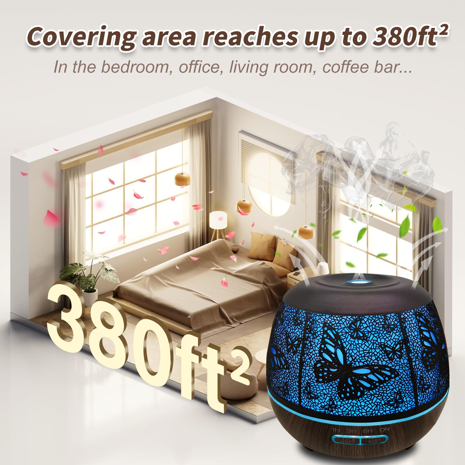 Roonbo diffuser showing 7-color LED lights with ambient glow