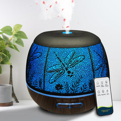 Roonbo Dragonfly diffuser with remote control and color-changing lights for ambiance.
