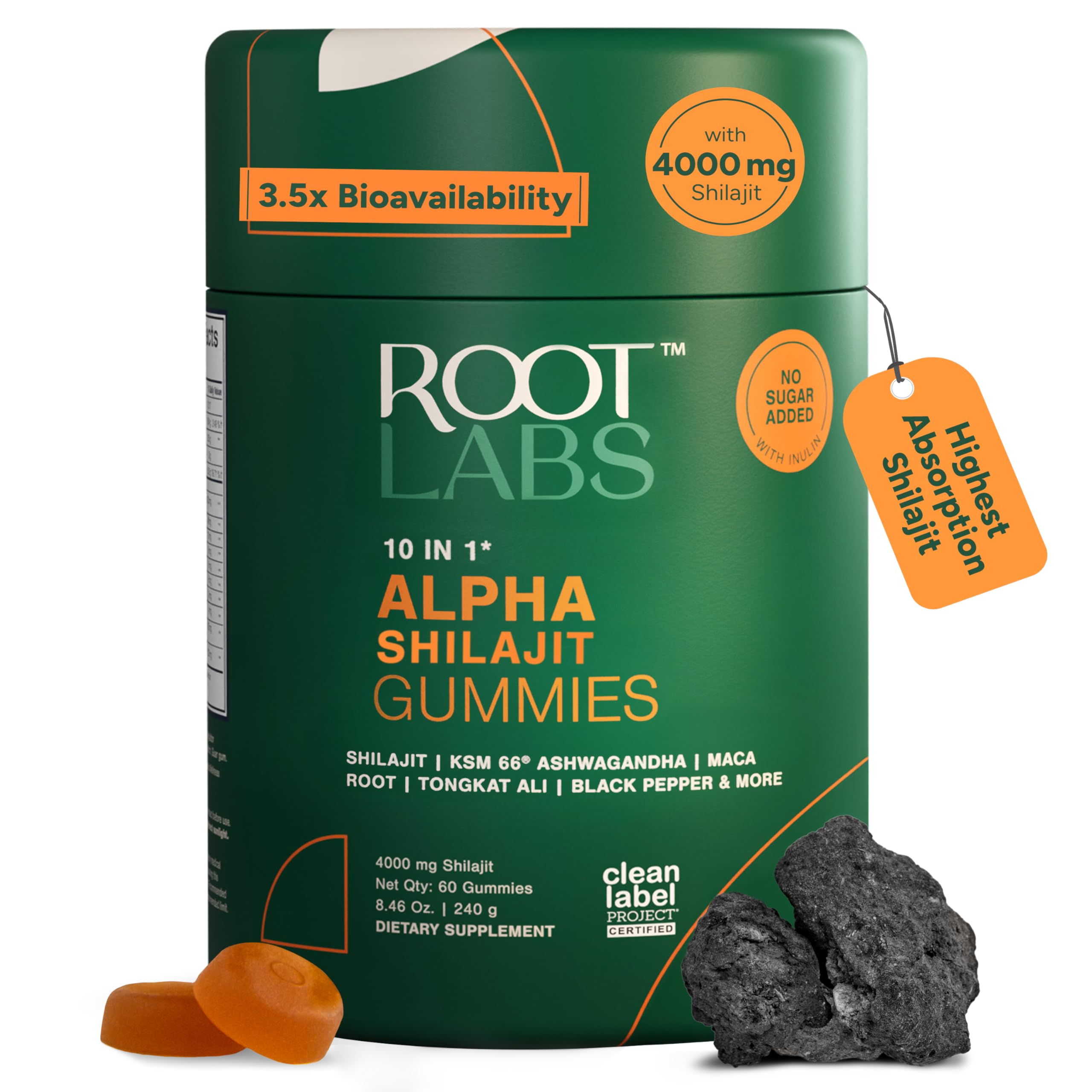 Root Labs Alpha Shilajit Gummies bottle for daily energy support