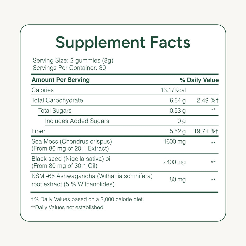 ROOT LABS Sea Moss Gummies sugar-free design for steady energy
