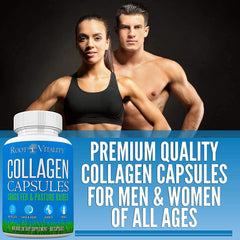 Root Vitality collagen capsules in hands suggesting simple daily supplementation ritual.