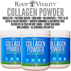 Root Vitality collagen peptides blended into coffee as a creamy, protein-rich creamer.