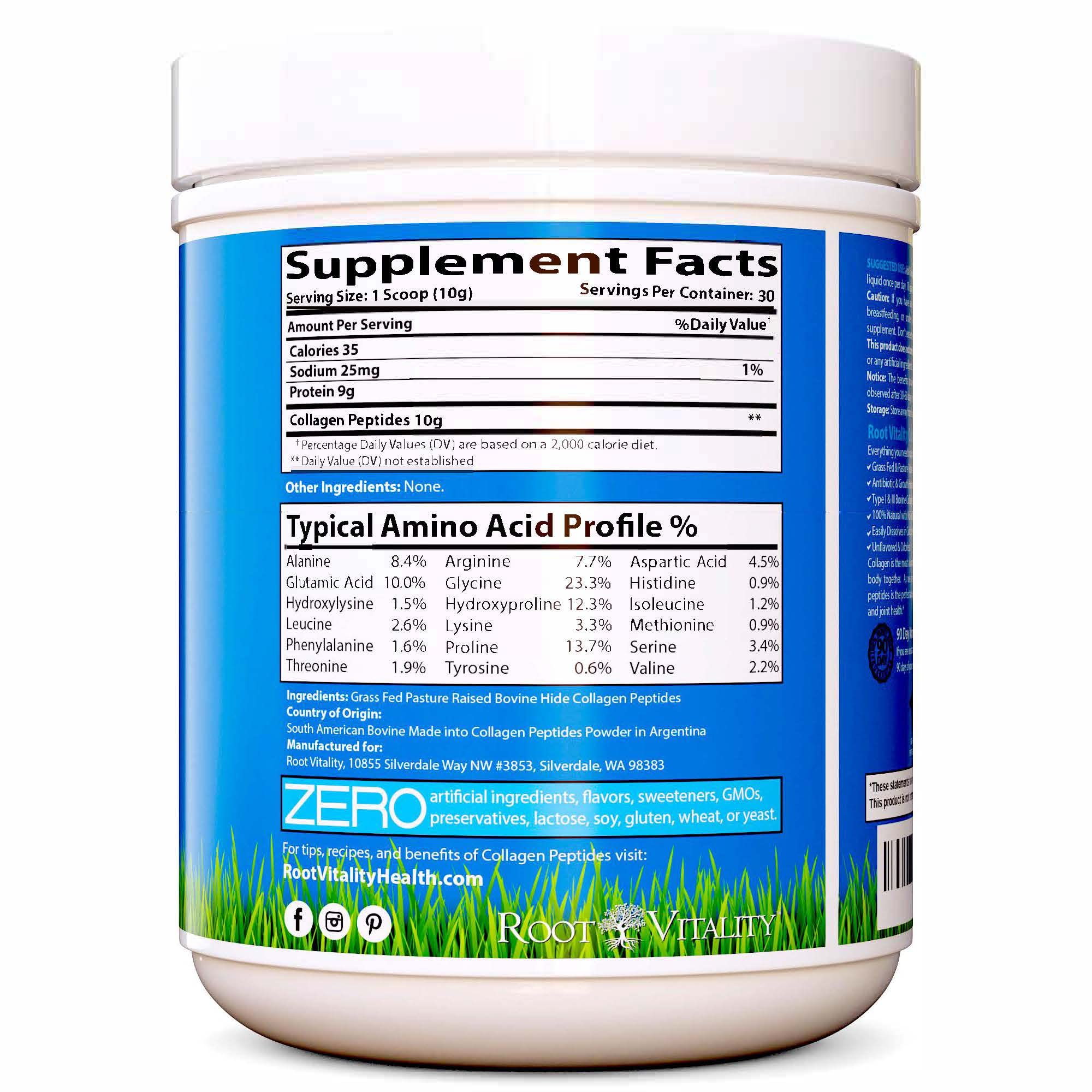 Root Vitality Collagen Peptides Powder in smoothie adds versatile, unflavored protein