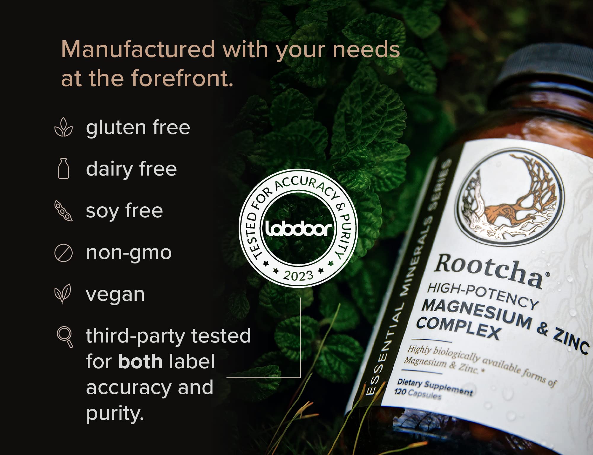 Rootcha ingredient close-up highlights chelated zinc picolinate.