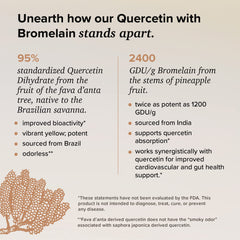 Rootcha Quercetin with Bromelain bottle side view shows capsules for daily immune support.