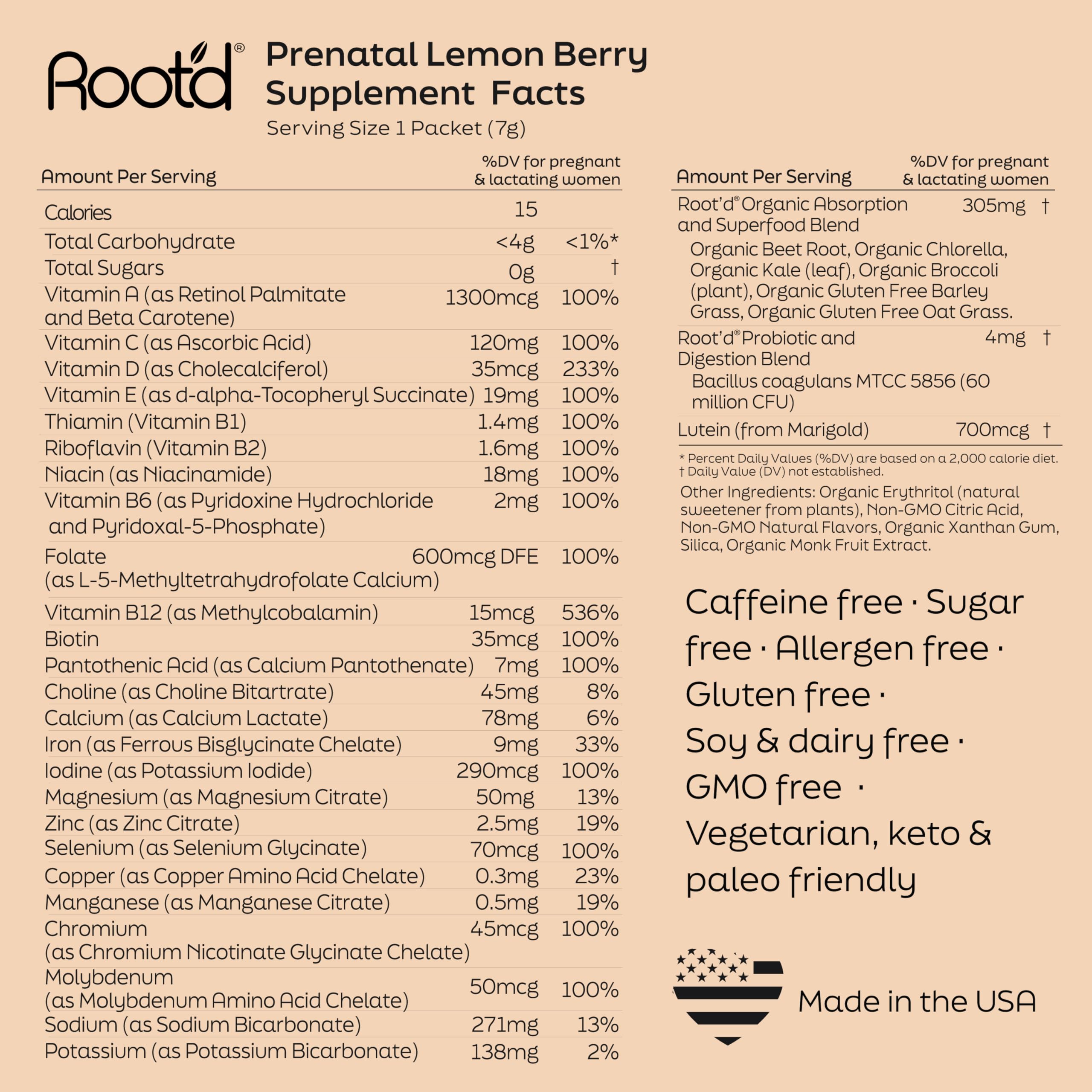 Root'd Prenatal Multivitamin Powder eco friendly packaging pledge
