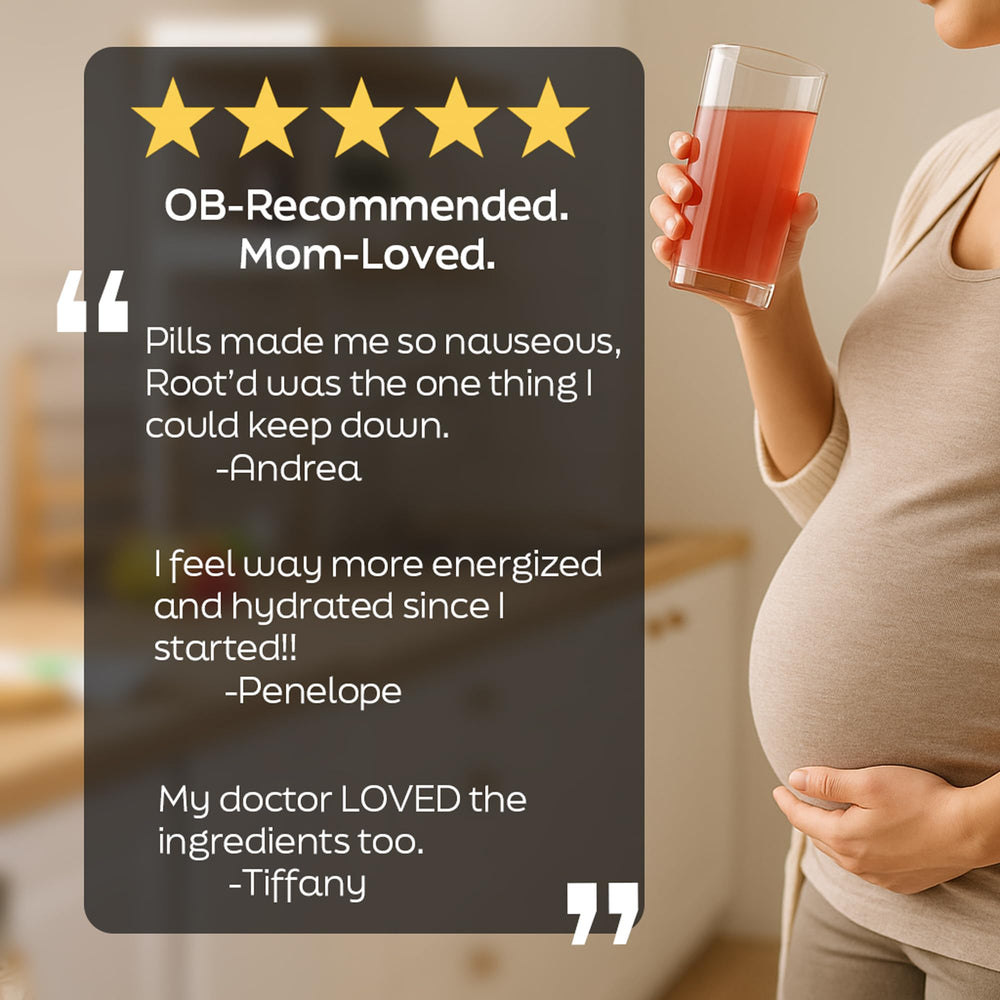 Root'd Prenatal Multivitamin Powder shows organic superfoods and probiotics blend