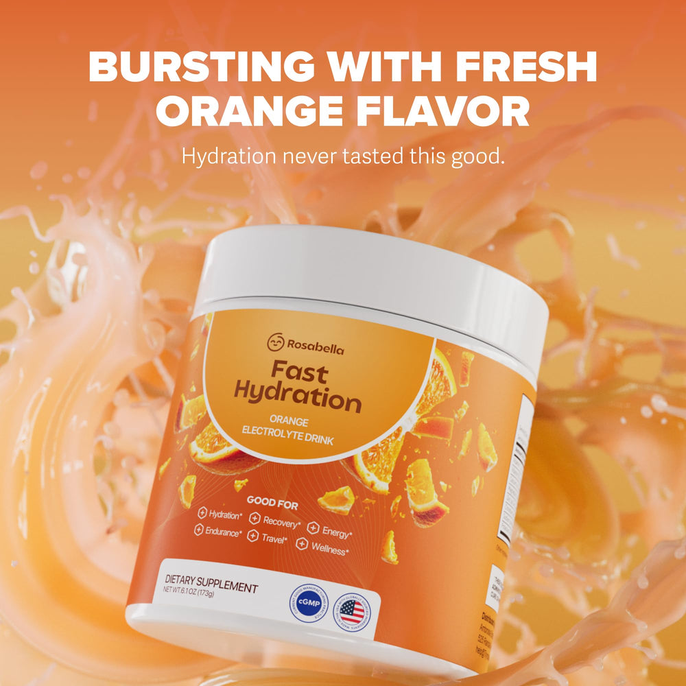 Rosabella orange hydration in a glass after workouts